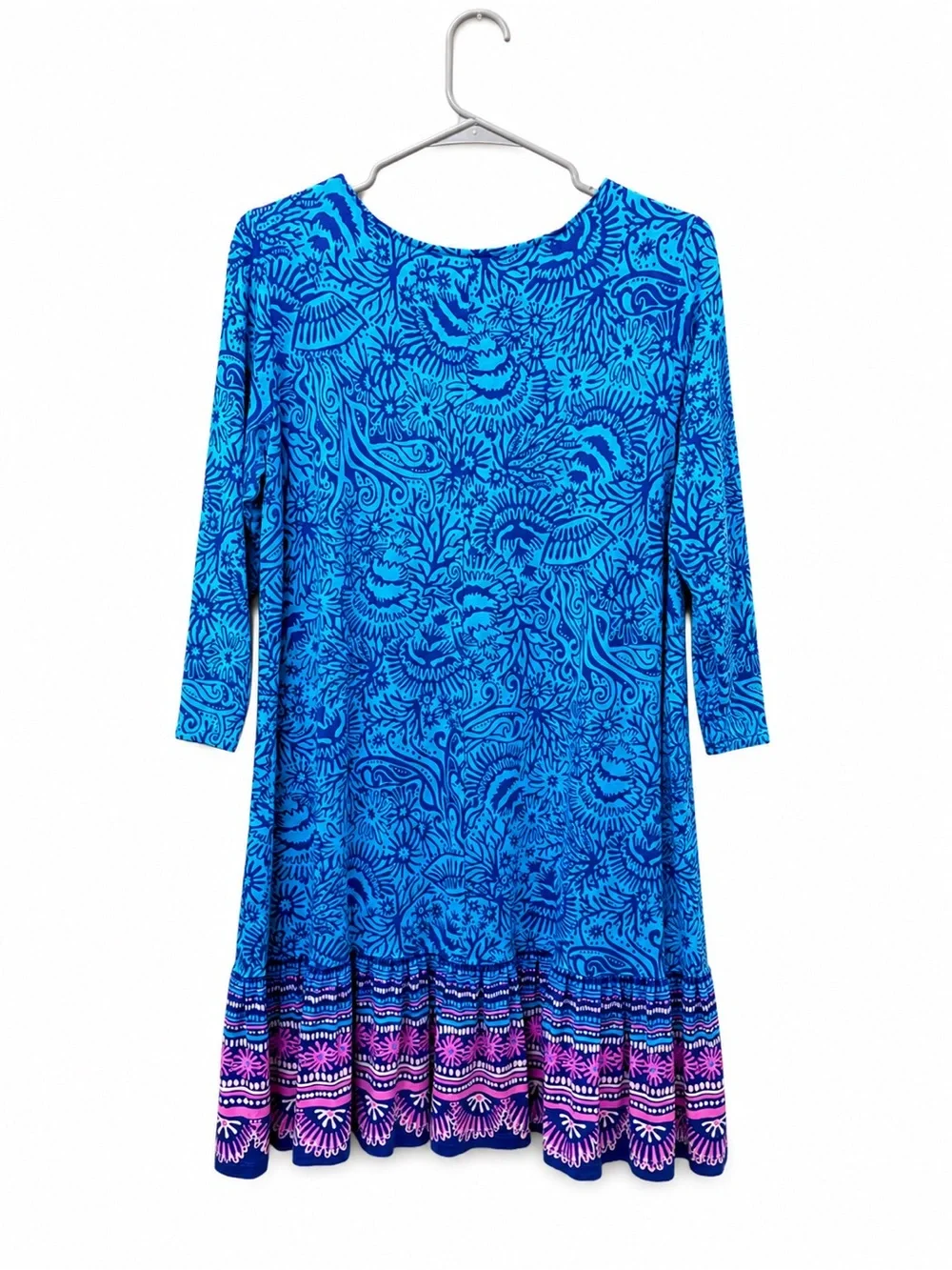 Lilly Pulitzer Blue & Pink Printed Shift Dress Size M – 3/4 Sleeve - Picture 6 of 6